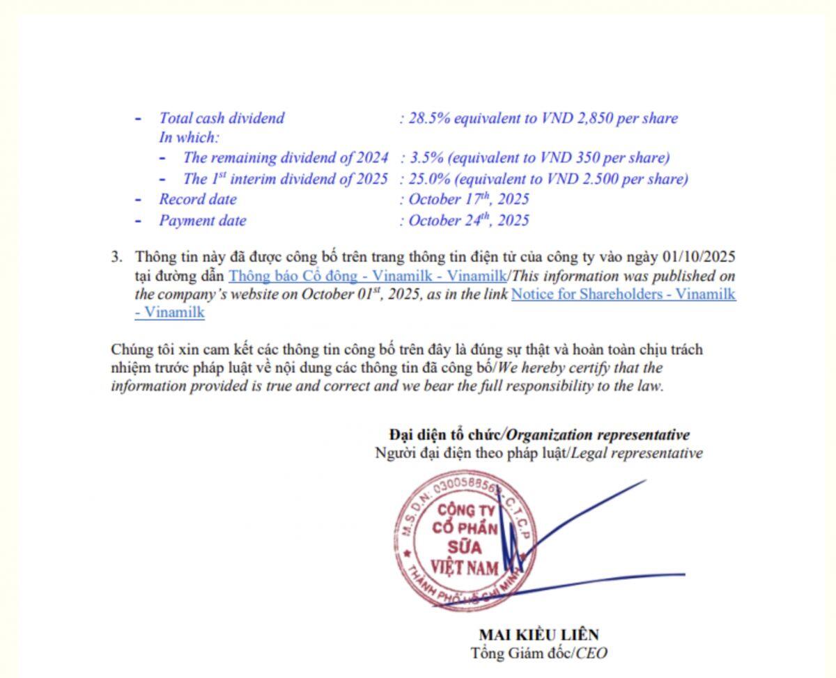 Gần 6.000 tỷ đồng sắp "chảy về túi" cổ đông VNM ngay trong tháng 10