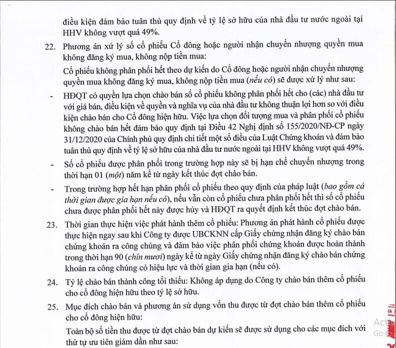 HHV chốt phương án chào bán gần 50 triệu cổ phiếu cho cổ đông