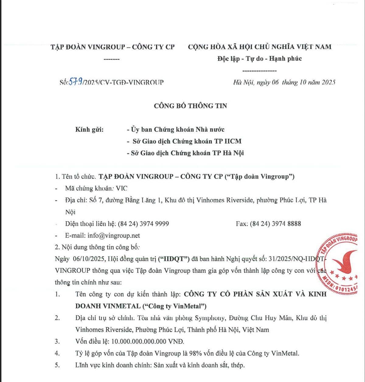 Vingroup lập công ty thép VinMetal vốn 10.000 tỷ đồng: Làm thép đặc chủng cho xe điện