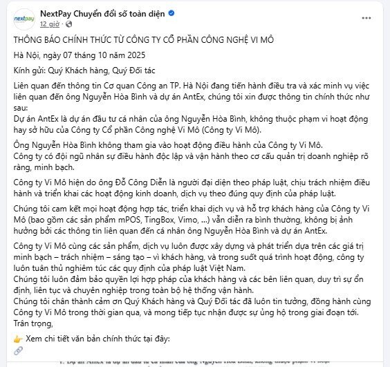 NextTech khẳng định: Không liên quan dự án Antex, Shark Bình không tham gia điều hành