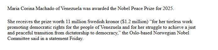 Ông Trump trượt giải Nobel Hòa Bình
