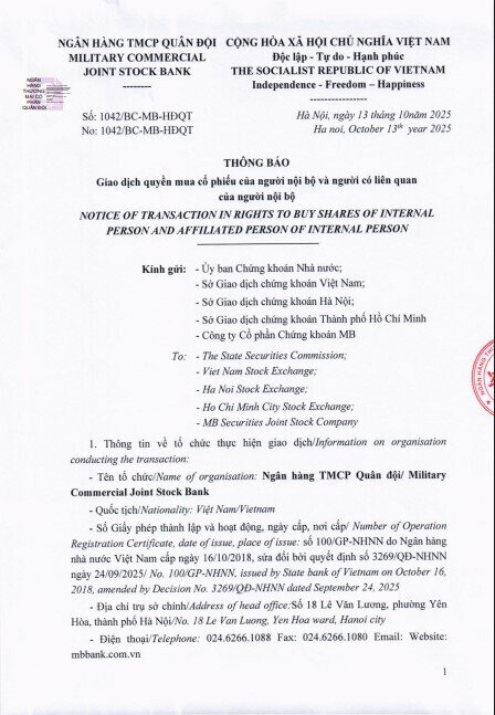 MBB đăng ký mua 45,76 triệu cổ phiếu chào bán của MBS
