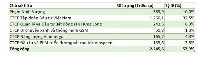 Nhóm cổ đông đặc biệt nắm giữ hơn 2,2 tỷ cổ phiếu VIC
