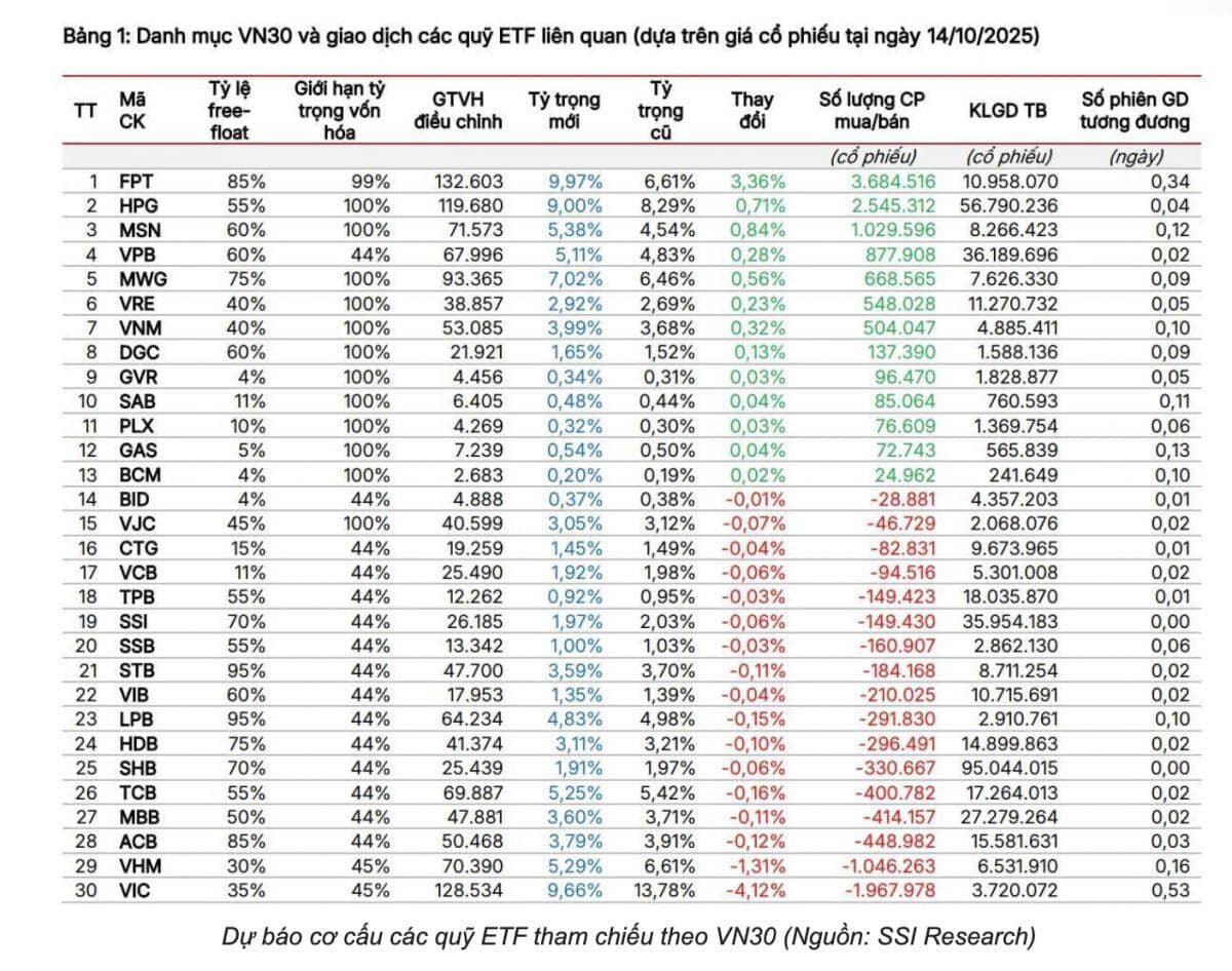 FPT, MSN và HPG là tâm điểm mua vào của 5 quỹ ETF