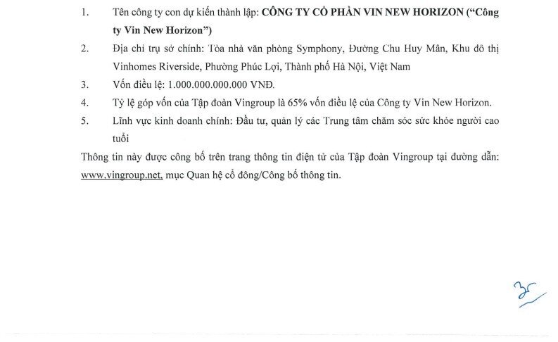 Vingroup sẽ có thêm công ty con vốn nghìn tỷ