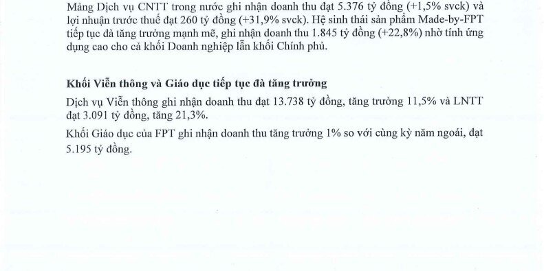 FPT báo lãi ròng 9 tháng tăng trưởng 19%