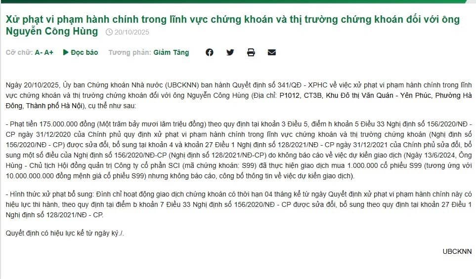 "Mua chui" cả triệu cổ phiếu, Chủ tịch HĐQT một công ty niêm yết bị phạt tiền và cấm giao dịch 4 tháng
