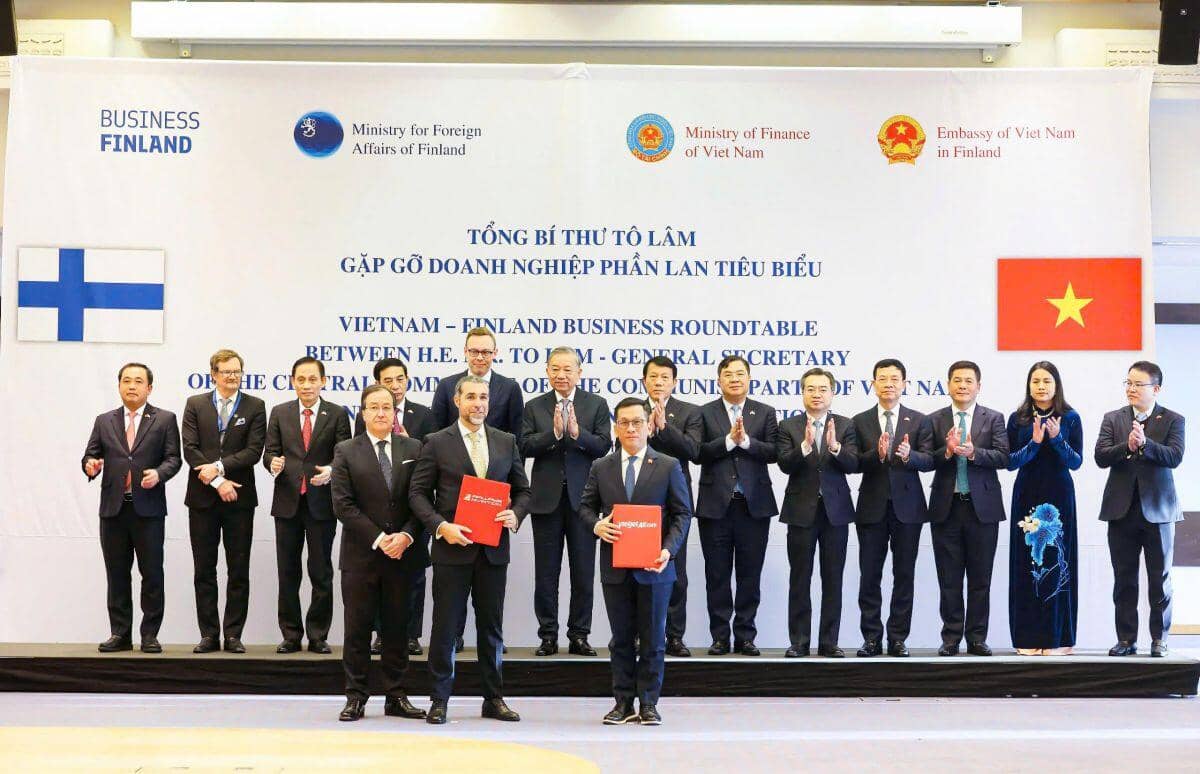 Tổng Bí thư Tô Lâm chứng kiến Vietjet ký thỏa thuận phát triển nguồn lực hàng không quốc tế, thúc đẩy hợp tác mới giữa Việt  Nam và Phần Lan