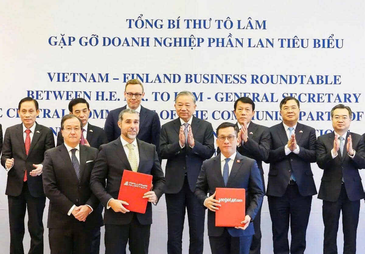 Tổng Bí thư Tô Lâm chứng kiến Vietjet ký thỏa thuận phát triển nguồn lực hàng không quốc tế, thúc đẩy hợp tác mới giữa Việt  Nam và Phần Lan