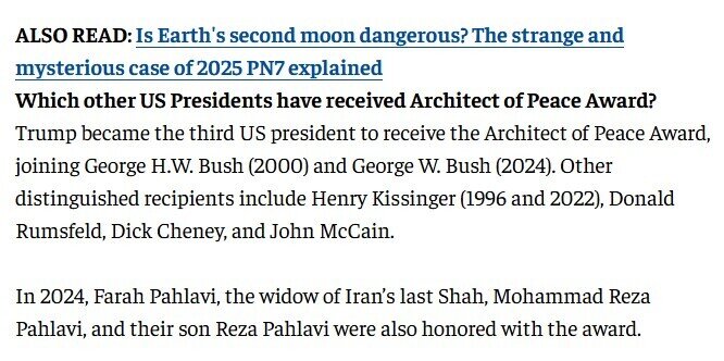 Trượt Nobel hòa bình, ông Trump nhận giải thưởng "Kiến trúc sư Hòa bình"