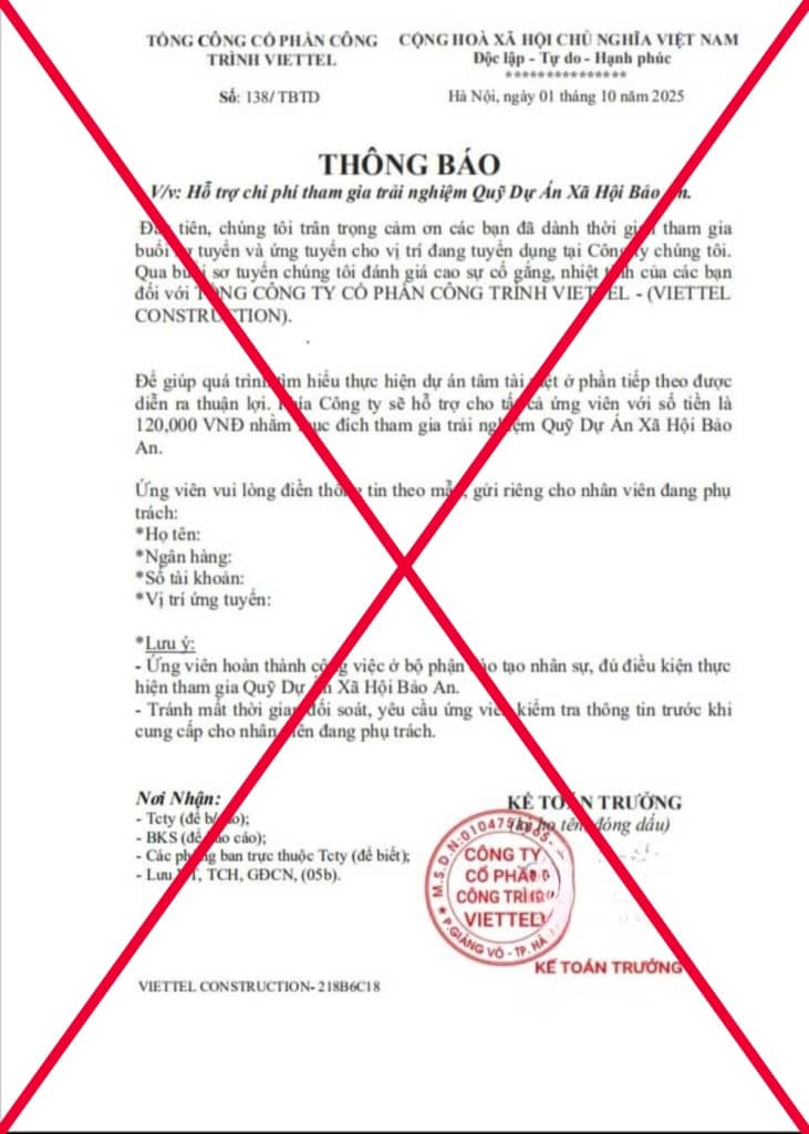 Viettel Construction (CTR) đưa ra cảnh báo mới