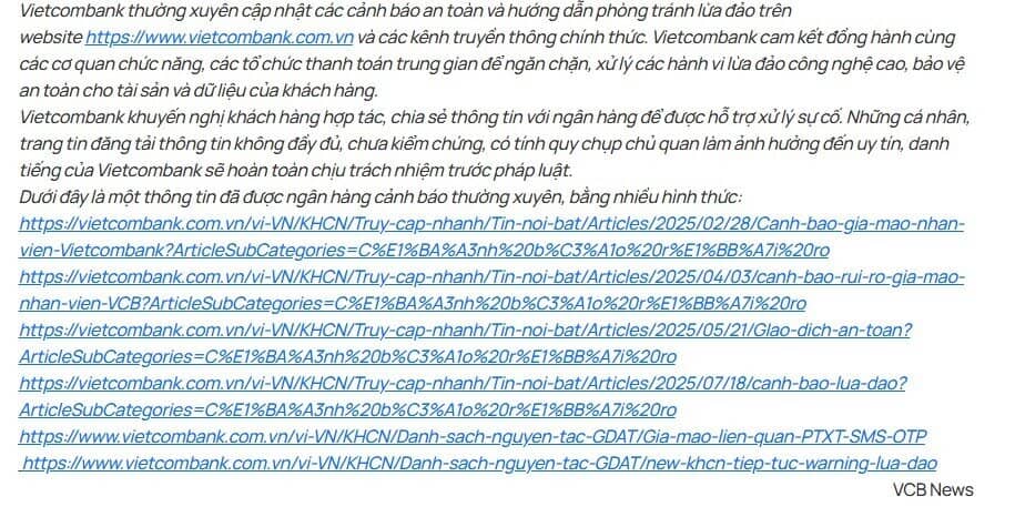 Vietcombank lên tiếng vụ khách mất tiền sau khi nhận thẻ mới: Đã khóa thẻ, tra soát và báo cơ quan chức năng