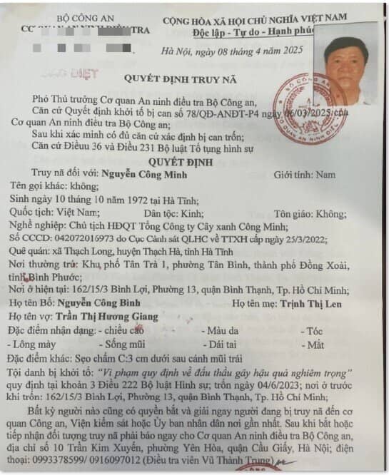 Vụ truy nã Chủ tịch Tổng Công ty Cây xanh Công Minh: Hé lộ thủ đoạn để trúng hàng trăm gói thầu