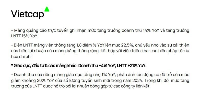 Vietcap: Doanh thu ký mới mảng CNTT nước ngoài của FPT tiếp tục phục hồi