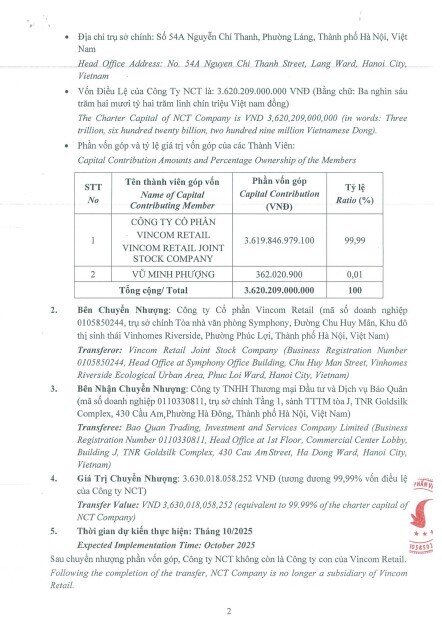 Vincom Retail bán Vincom Center Nguyễn Chí Thanh