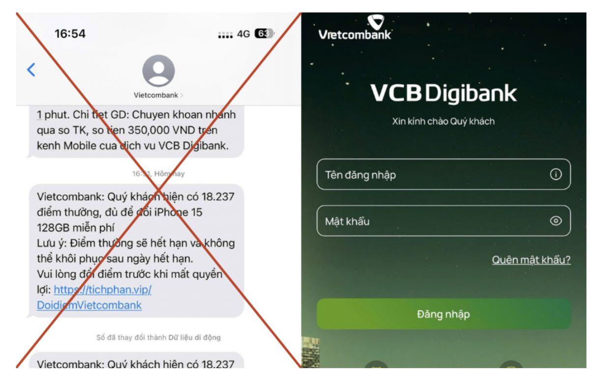 Vietcombank lên tiếng về tin nhắn giả mạo tặng quà