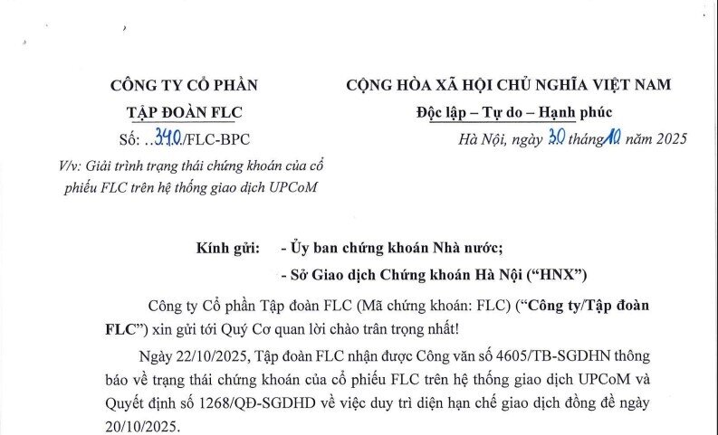 FLC giải trình nguyên nhân chậm công bố thông tin và kế hoạch khắc phục