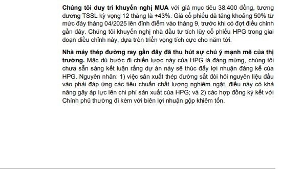 Cổ phiếu HPG được khuyến nghị mua, tiềm năng tăng giá 43%