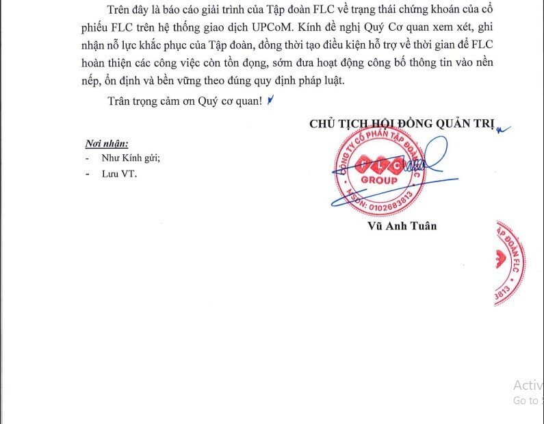 FLC giải trình nguyên nhân chậm công bố thông tin và kế hoạch khắc phục