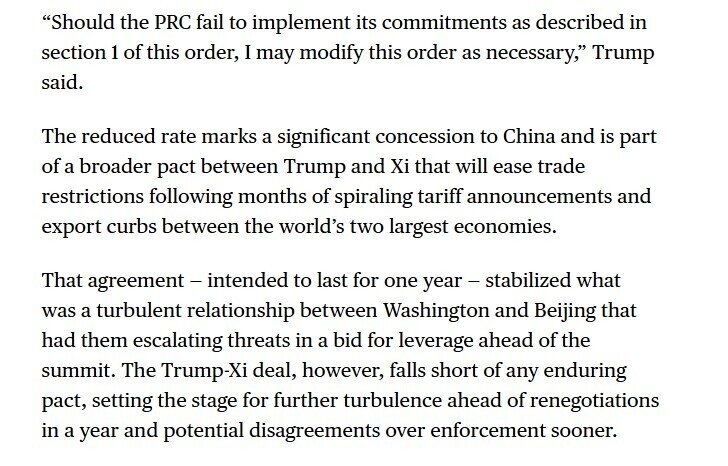 Ông Trump chính thức giảm thuế cho Trung Quốc và đình chiến thương mại thêm một năm