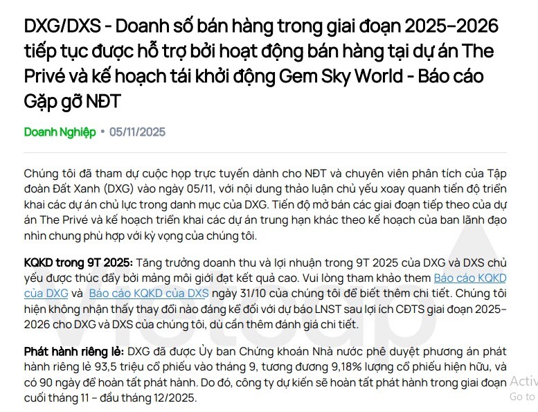Đất Xanh (DXG): Khoảng 400 căn hộ tại dự án Gem Sky World chờ ghi nhận doanh thu