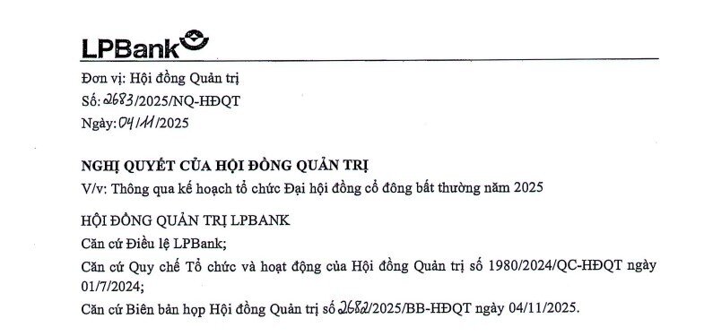 LPBank triệu tập ĐHĐCĐ bất thường