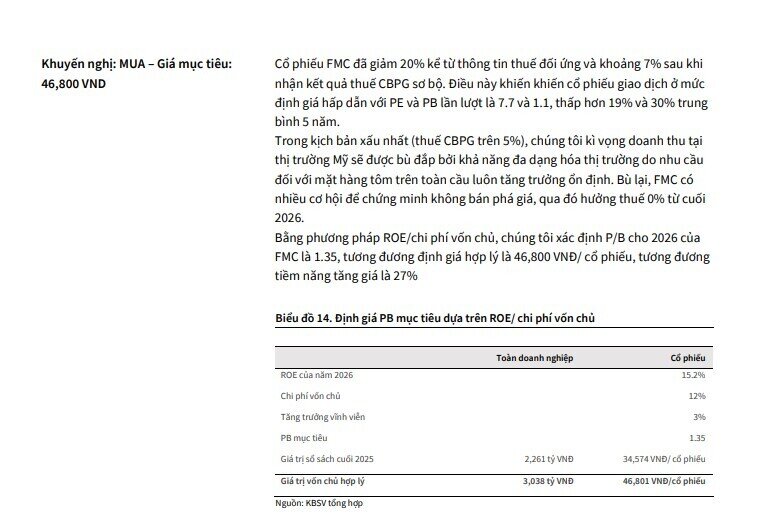 Triển vọng lạc quan tại thị trường Mỹ, một cổ phiếu thủy sản được khuyến nghị mua, tiềm năng tăng 26%
