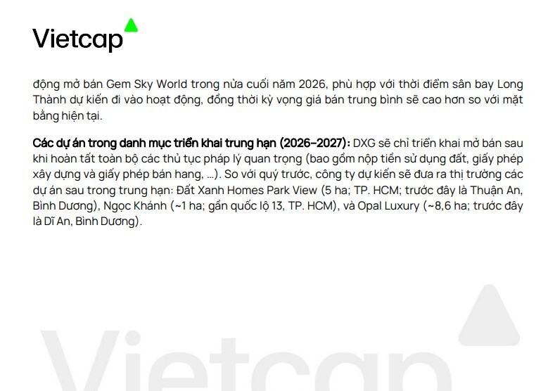 Đất Xanh (DXG): Khoảng 400 căn hộ tại dự án Gem Sky World chờ ghi nhận doanh thu