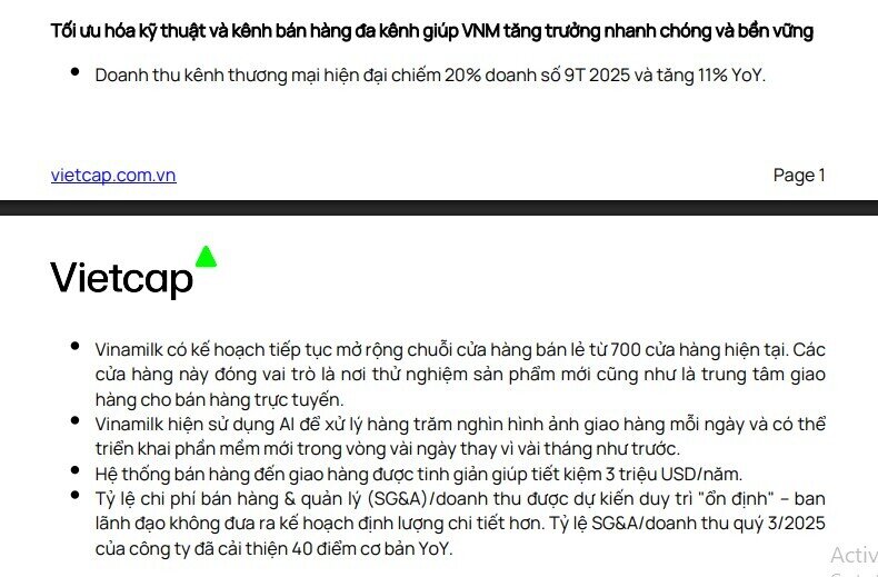 Gặp gỡ nhà đầu tư, lãnh đạo VNM thông tin gì?