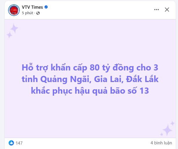 Hỗ trợ khẩn cấp 80 tỷ đồng cho 3 tỉnh Quảng Ngãi, Gia Lai, Đắk Lắk khắc phục hậu quả bão số 13