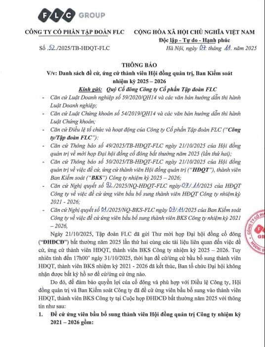 Không ai ứng cử, FLC tự đề cử 4 nhân sự cấp cao trước thềm họp bất thường