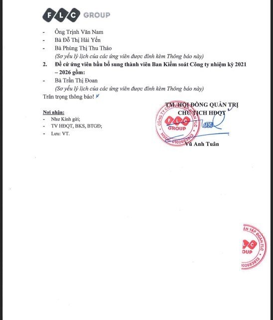 Không ai ứng cử, FLC tự đề cử 4 nhân sự cấp cao trước thềm họp bất thường