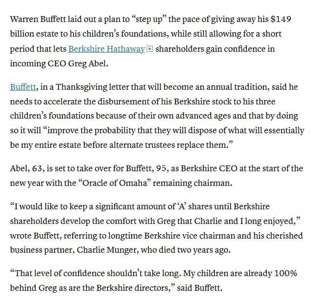 Lá thư chia tay của huyền thoại Warren Buffett