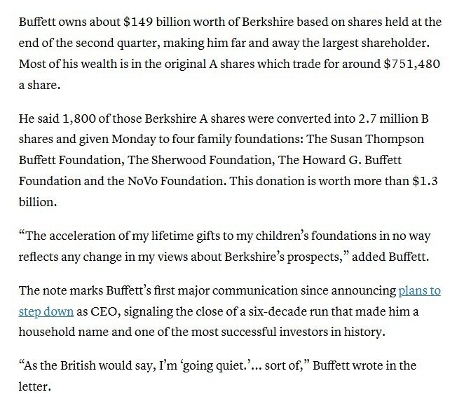 Lá thư chia tay của huyền thoại Warren Buffett