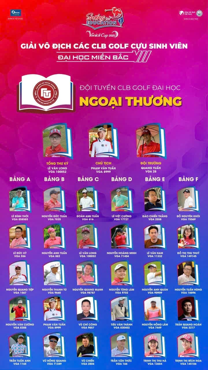 12 đội tuyển sẵn sàng tranh tài tại Giải VĐ các CLB Golf Cựu sinh viên Đại học miền Bắc 2025