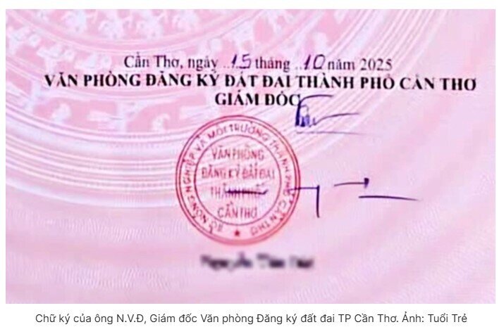 Giám đốc Văn phòng Đăng ký đất đai Cần Thơ không biết giải thích sao vì chữ ký xưa giờ vậy