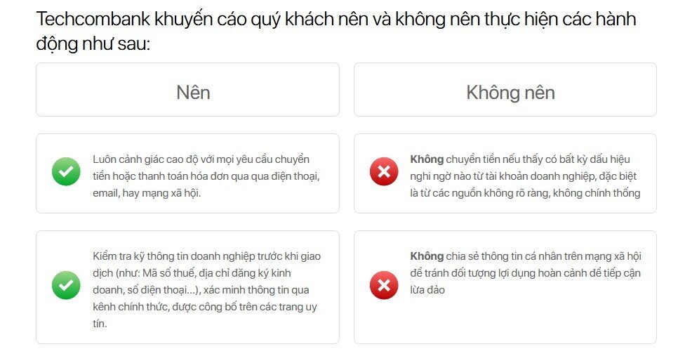 Techcombank cảnh báo khẩn đến khách hàng trên cả nước