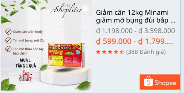 Cục An toàn thực phẩm yêu cầu Shopee khẩn cấp gỡ bỏ sản phẩm giảm cân không phép “MINAMI Giảm 12kg”