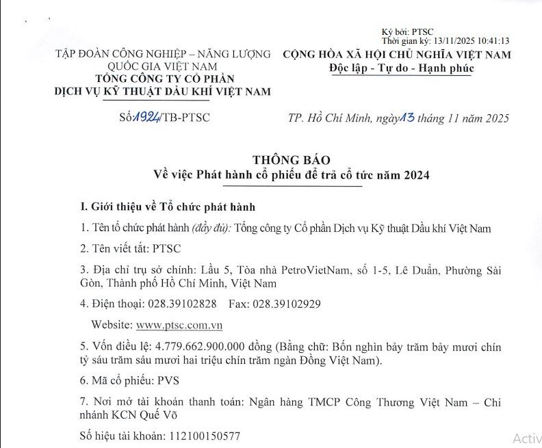 PVS chốt trả cổ tức bằng cổ phiếu, nâng vốn điều lệ lên hơn 5.100 tỷ đồng