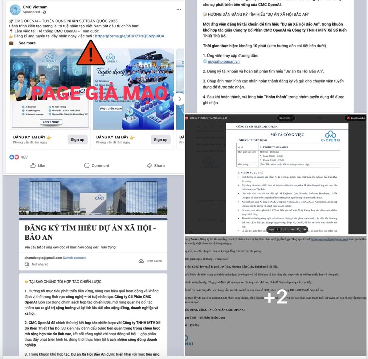 Cảnh báo: Fanpage giả mạo CMC OpenAI lừa đảo tuyển dụng