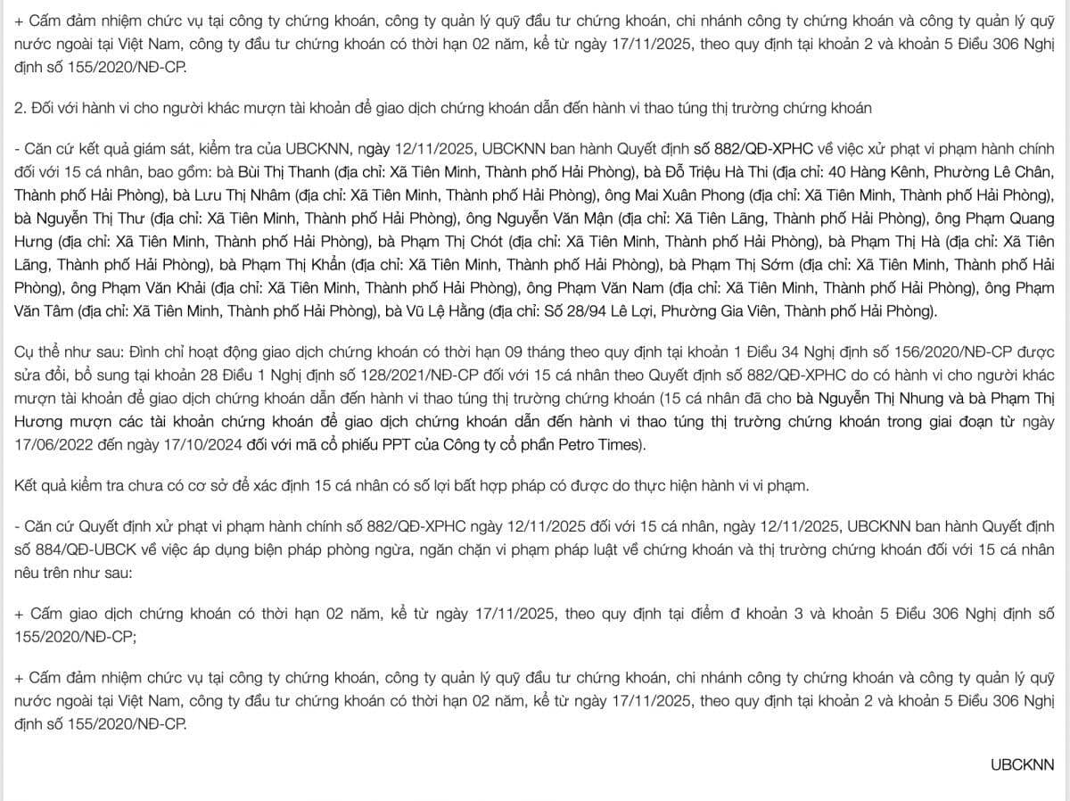 2 cá nhân dùng 19 tài khoản thao túng giá cổ phiếu trong hơn 2 năm kể từ ngày lên sàn