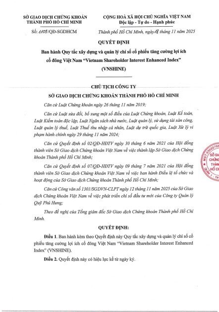 HoSE sắp ra mắt rổ chỉ số mới, nhắm đến DN trả cổ tức tiền mặt 3 năm liên tục