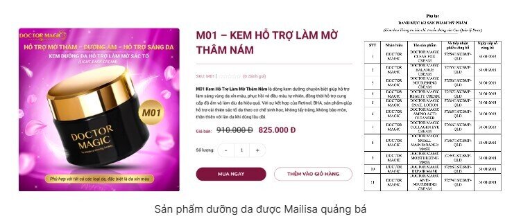 Loạt mỹ phẩm mới của Mailisa được cấp phép trong tháng 8, Bộ Y tế có khuyến cáo