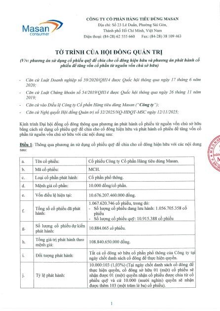 Masan Consumer muốn phát hành gần 238 triệu cổ phiếu