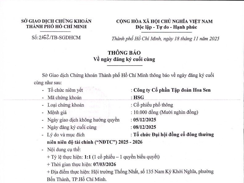 Hoa Sen sẽ báo cáo tiến độ mua lại từ 50 đến 100 triệu cổ phiếu trong Đại hội sắp tới