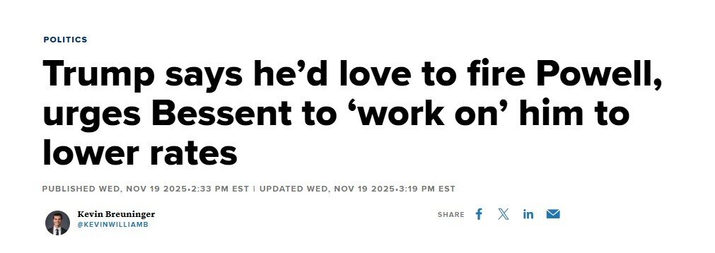 Ông Trump dọa sa thải Chủ tịch Fed Powell lẫn Bộ trưởng Tài chính vì lãi suất quá cao