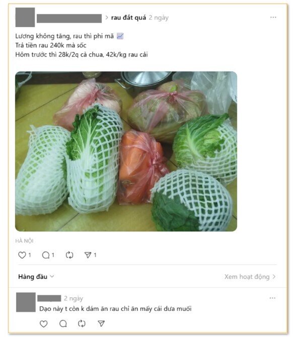 Giá rau tăng, lương thì không