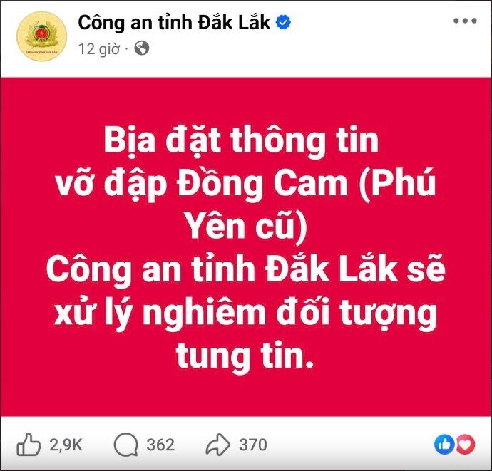Xử lý nghiêm những người đưa thông tin thất thiệt về mưa lũ ở Đắk Lắk