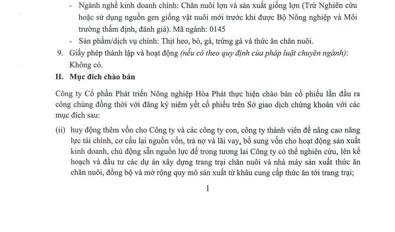Nông nghiệp Hoà Phát chốt giá IPO 41.900 đồng/cp
