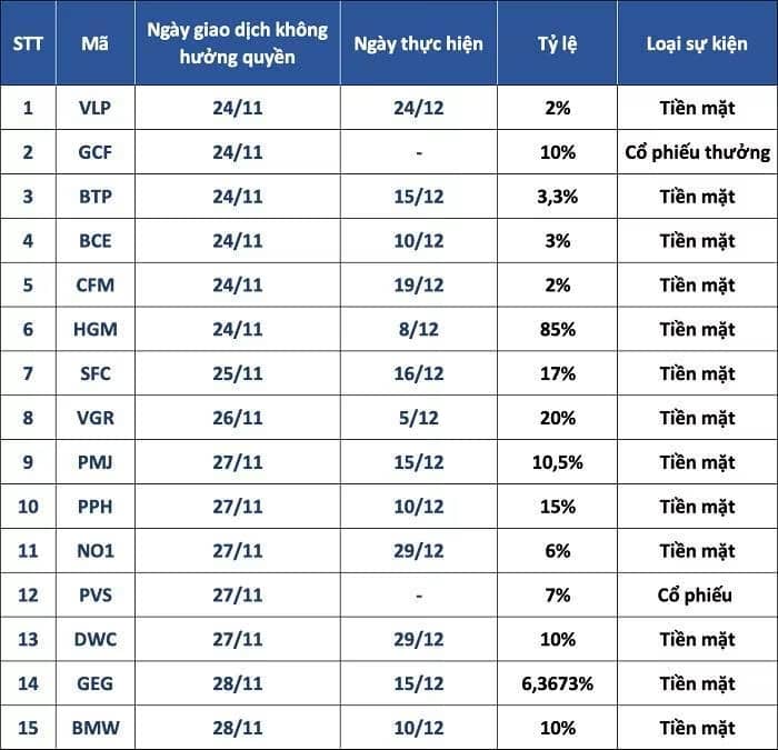 Loạt doanh nghiệp chốt quyền chia cổ tức tuần tới, tỷ lệ cao nhất 85%